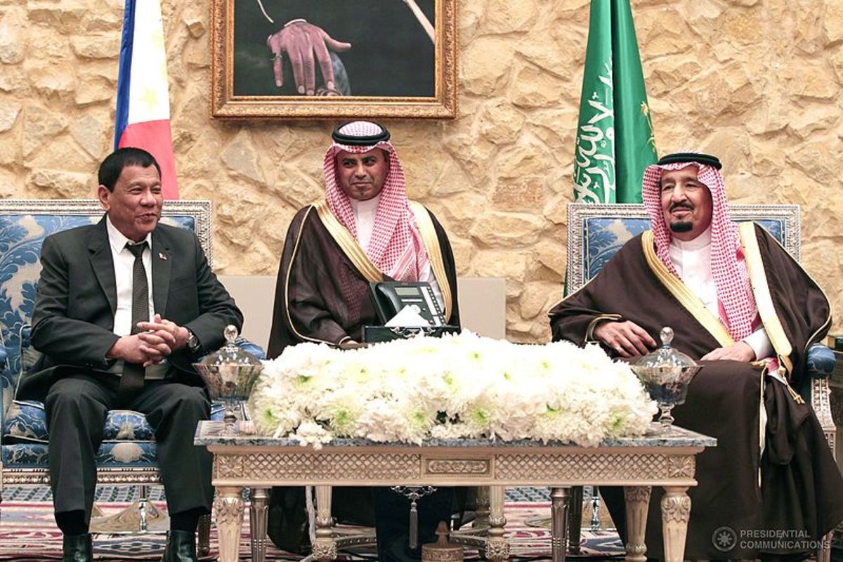During his state visit in Riyadh Saudi Arabia with King Salman.