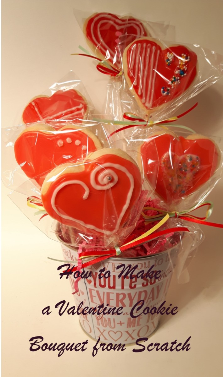 A step-by-step Valentine cookie bouquet