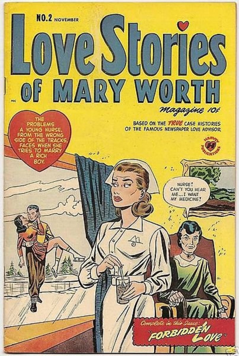 Classic comic book covers can provide inspiration and humor for those of us who love love stories. This cover art is from the Golden Age of Comic Books. Category: Romance comics. 