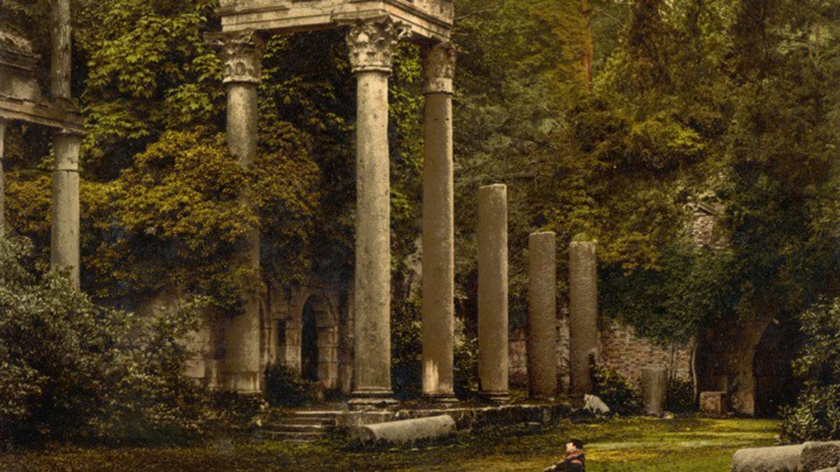 Virginia Water Ruins, England, as depicted on a postcard
