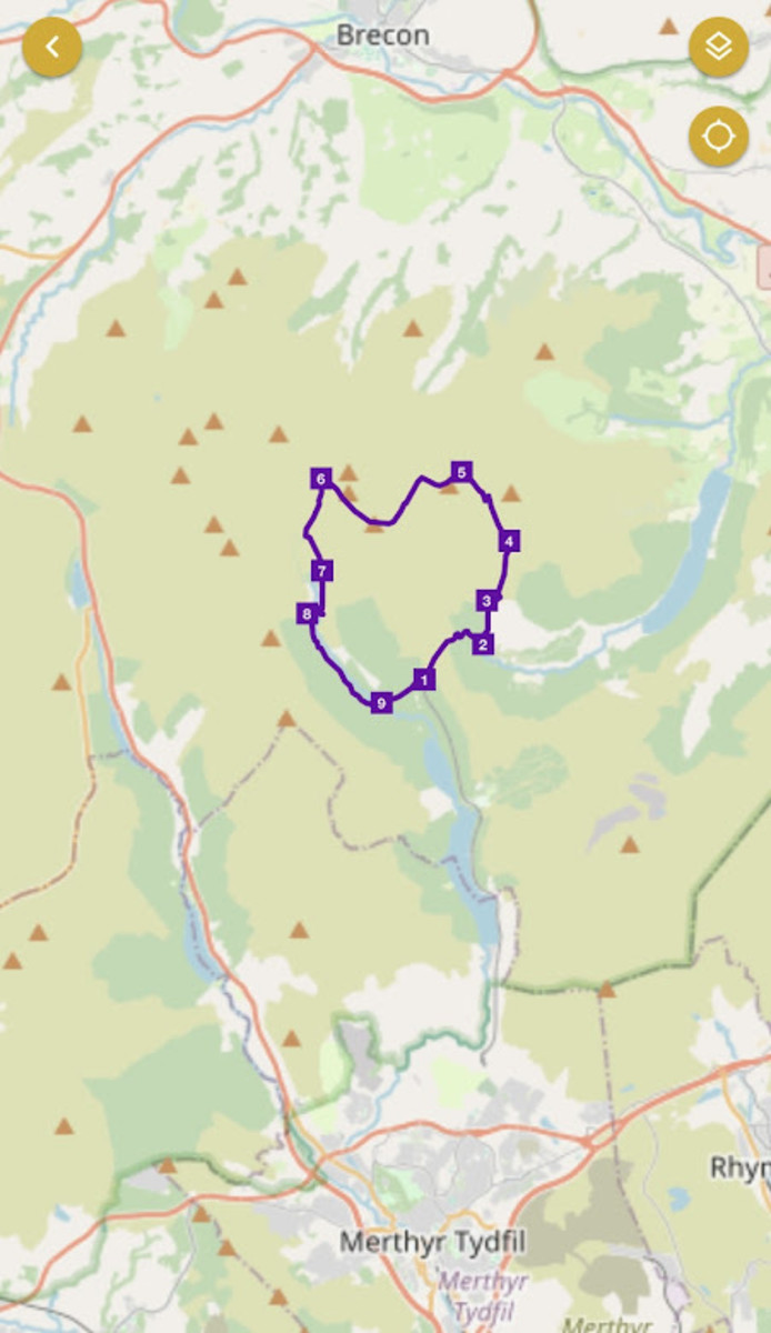 The route as seen on the Ramblers App.