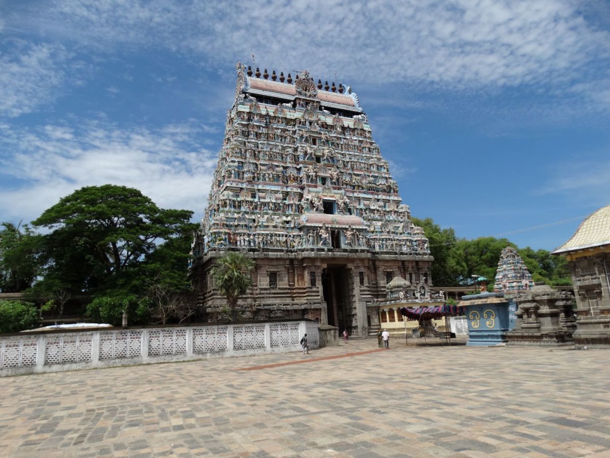 One of the huge Gopurams of Thillai Nataraja temple, Chidambaram, Tamil Nadu.