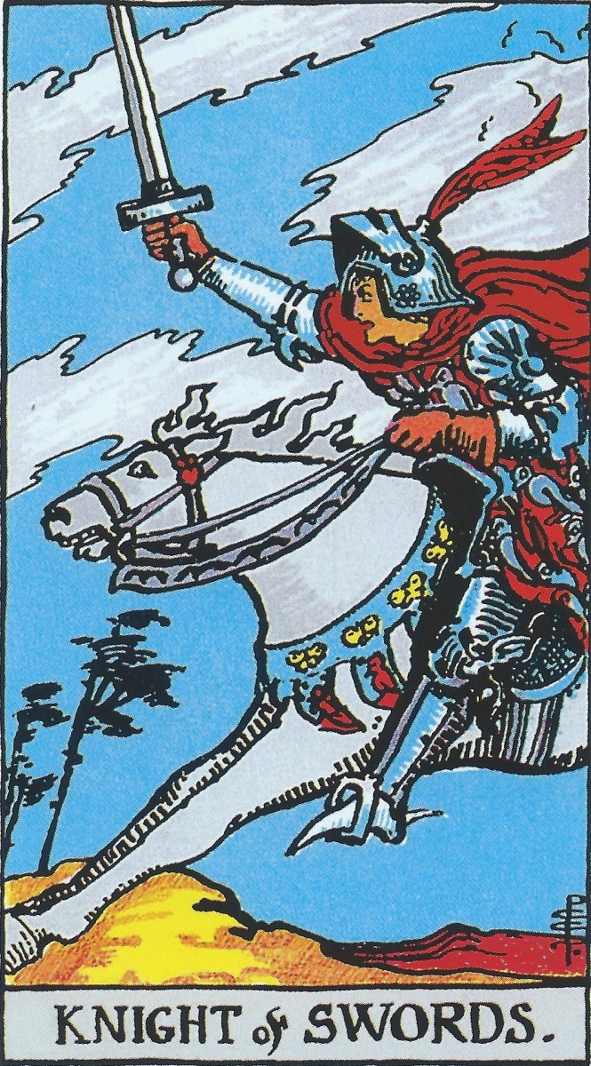 The Knight of Swords represents a powerful knight who is dedicated to their mission. The person is highly intelligent and wants to be in the thick of the action.