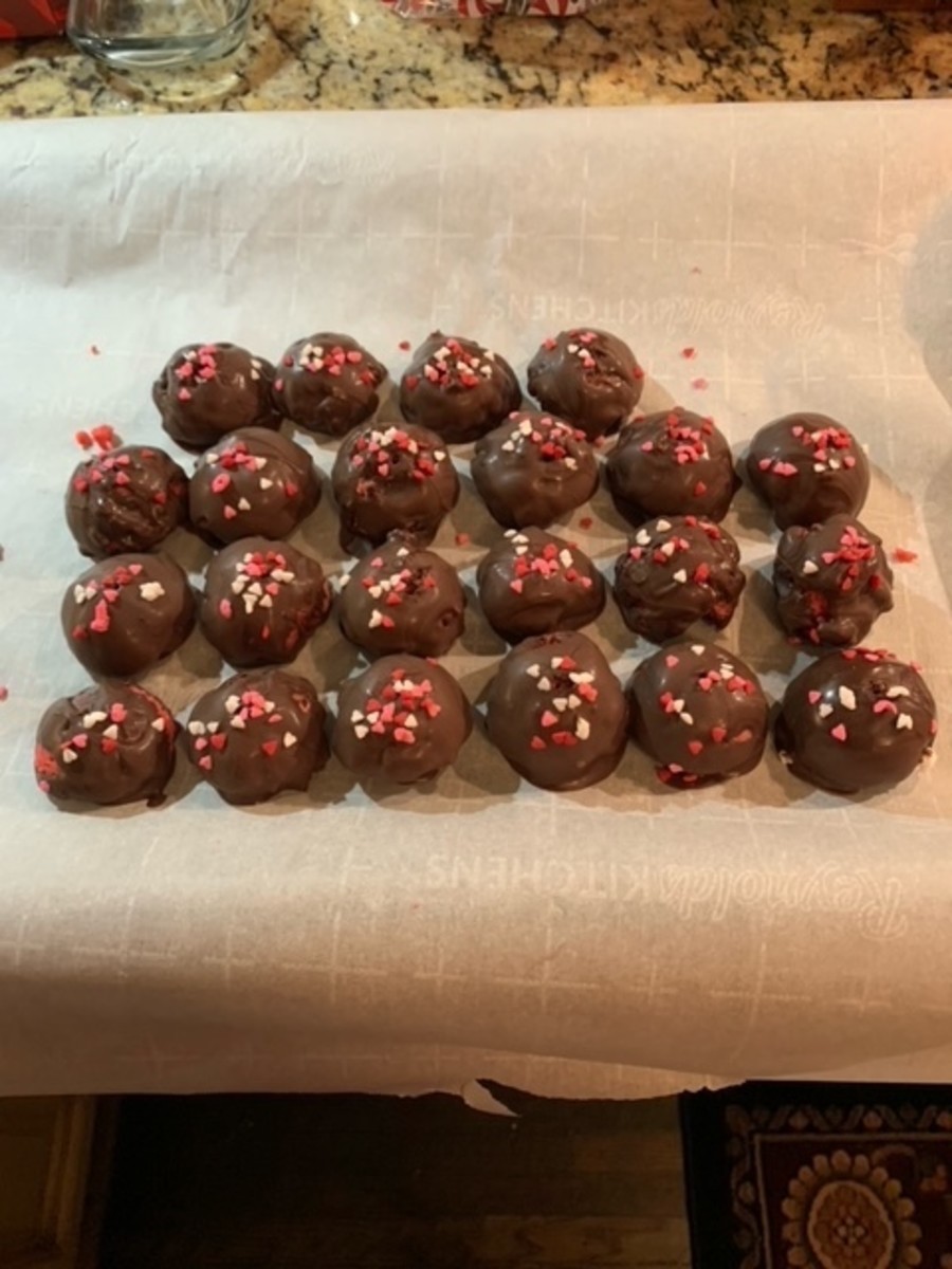 I made these chocolate cherry truffles on Valentine's Day, and they were a hit! (Recipe linked below.)