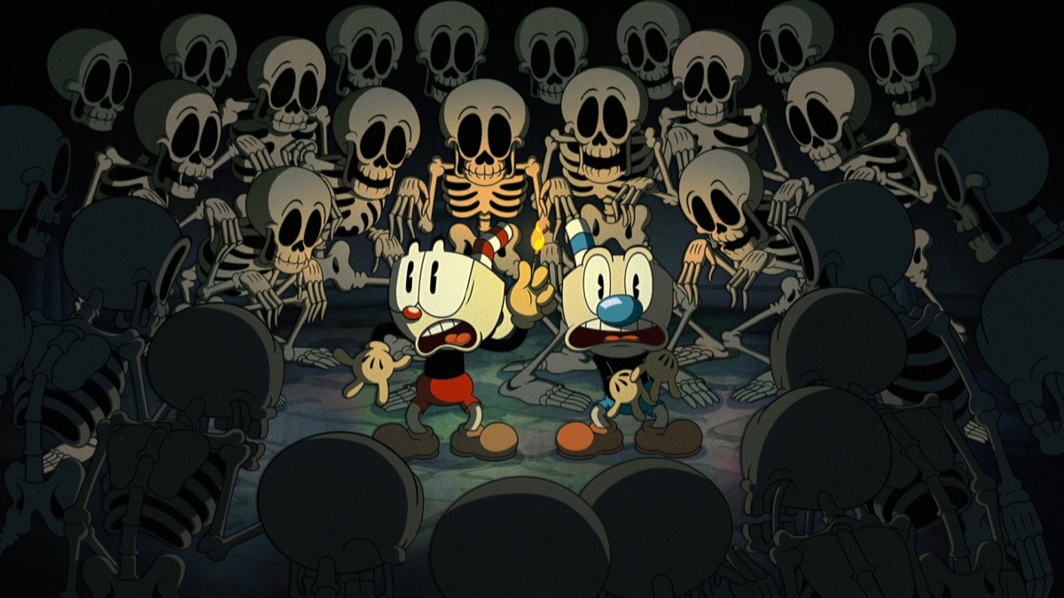 Cuphead and Mugman get lost in a cemetery on, "The Cuphead Show!"