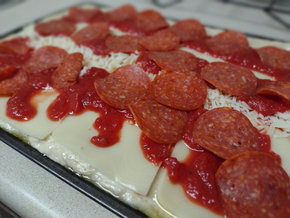 Crispy New York Style Grandma Pizza With Pepperoni in Your Home Oven
