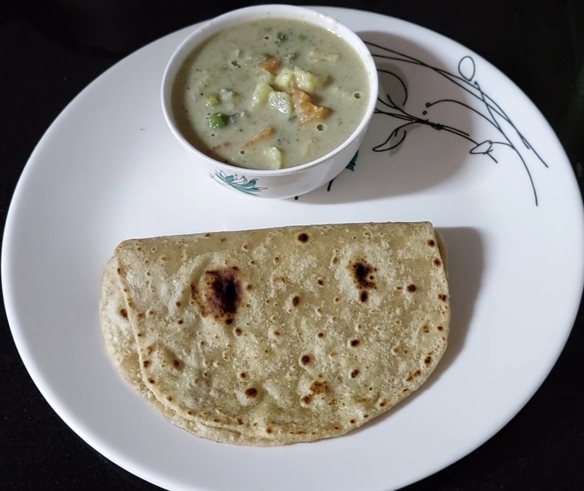 Vegetable kurma is ready to serve. Serve hot with chapati, roti, poori, paratha or rice. Enjoy.
