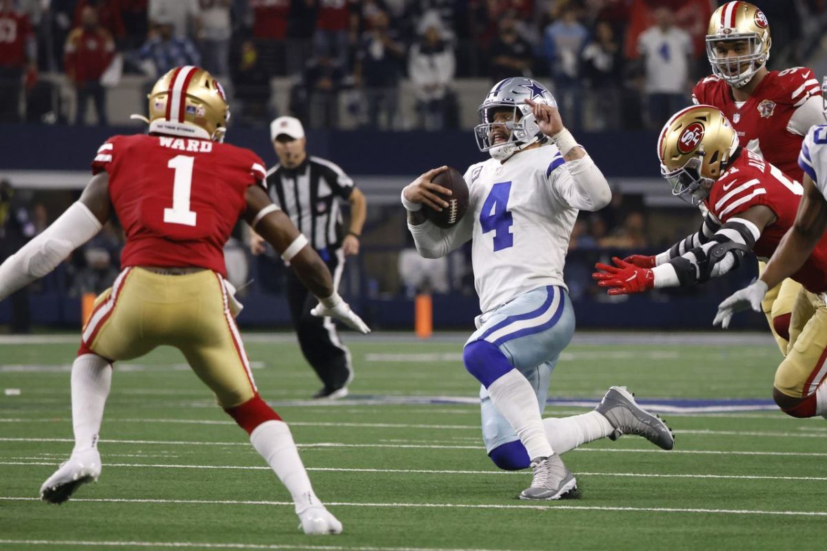 Cowboys commit 14 penalties, and none headed QB draw at end of game to lose close one vs SF.