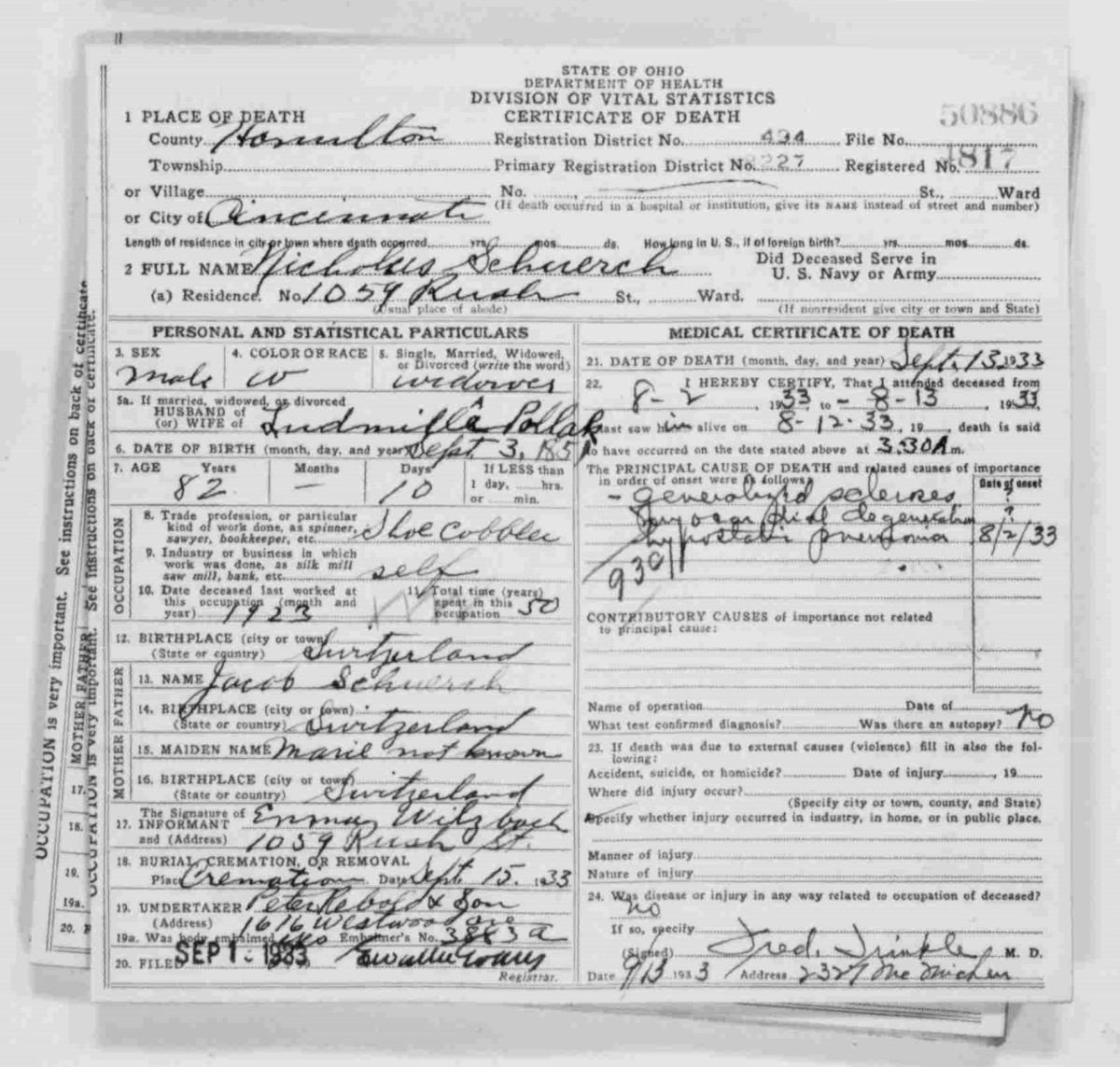 By reading every item on the original image of a death certificate, I discovered the names of my great-great grandparents.