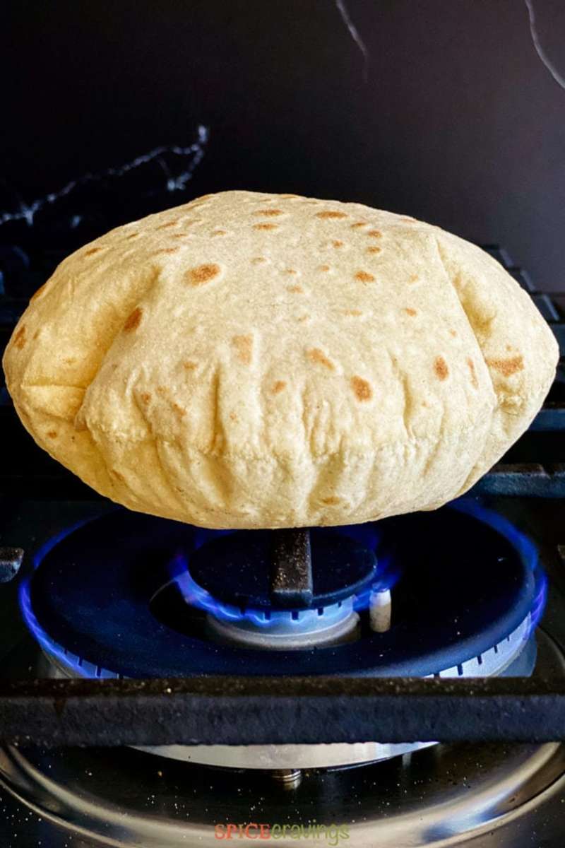 Fulka Roti is puffed up by directly placing it on the flame or on a grill placed on the flame .... Other types of Rotis are puffed up on the Tawaa / pan itself ....