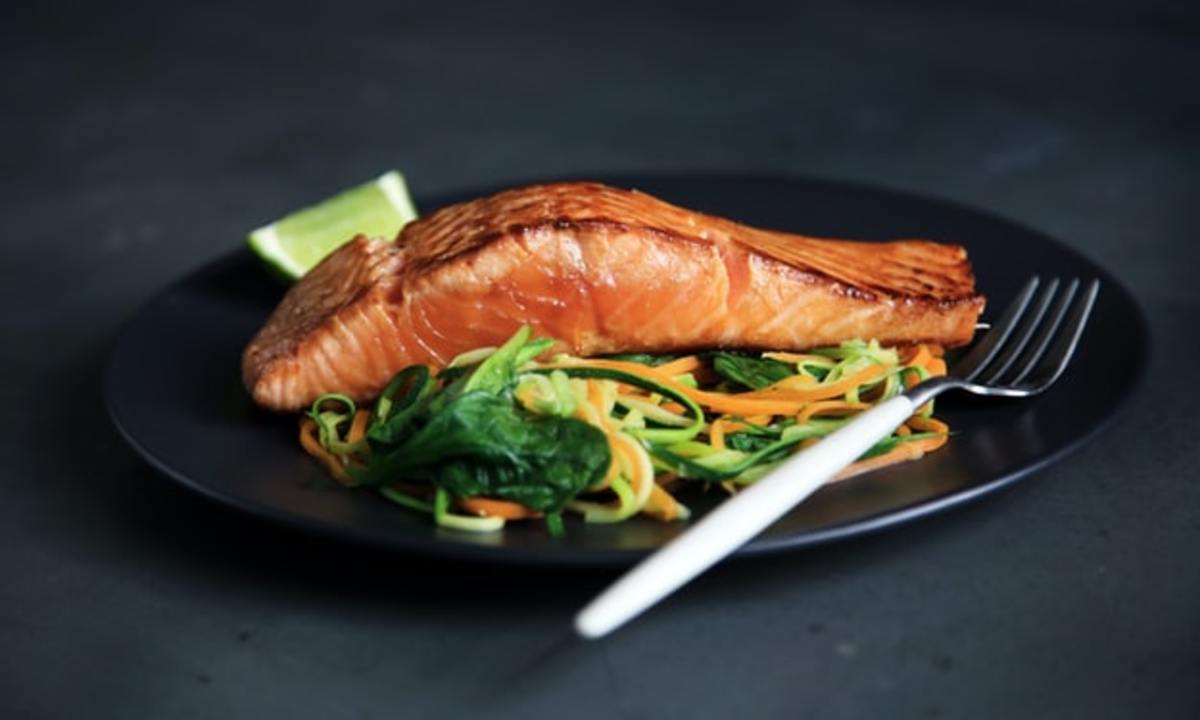 Sweet and Spicy Glazed Salmon with Veggies Recipe--Healthy and Easy