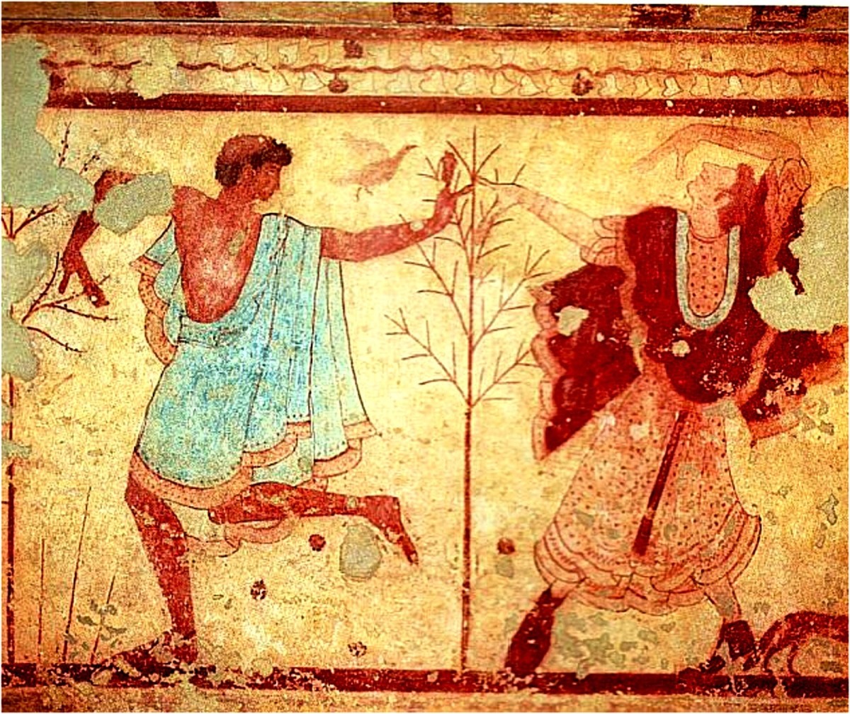 Ancient Etruscan tomb painting.