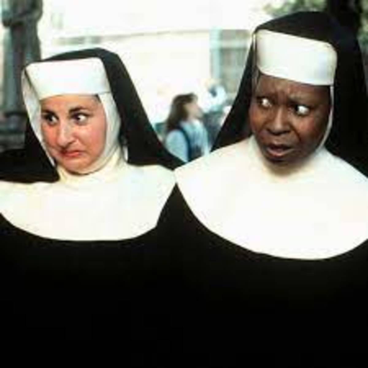 Sister Mary Patrick and Deloris (Whoopi Goldberg) have their doubts at a street fundraiser