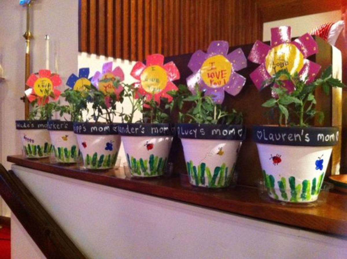 Paper Plate Flowers With Painted Pots