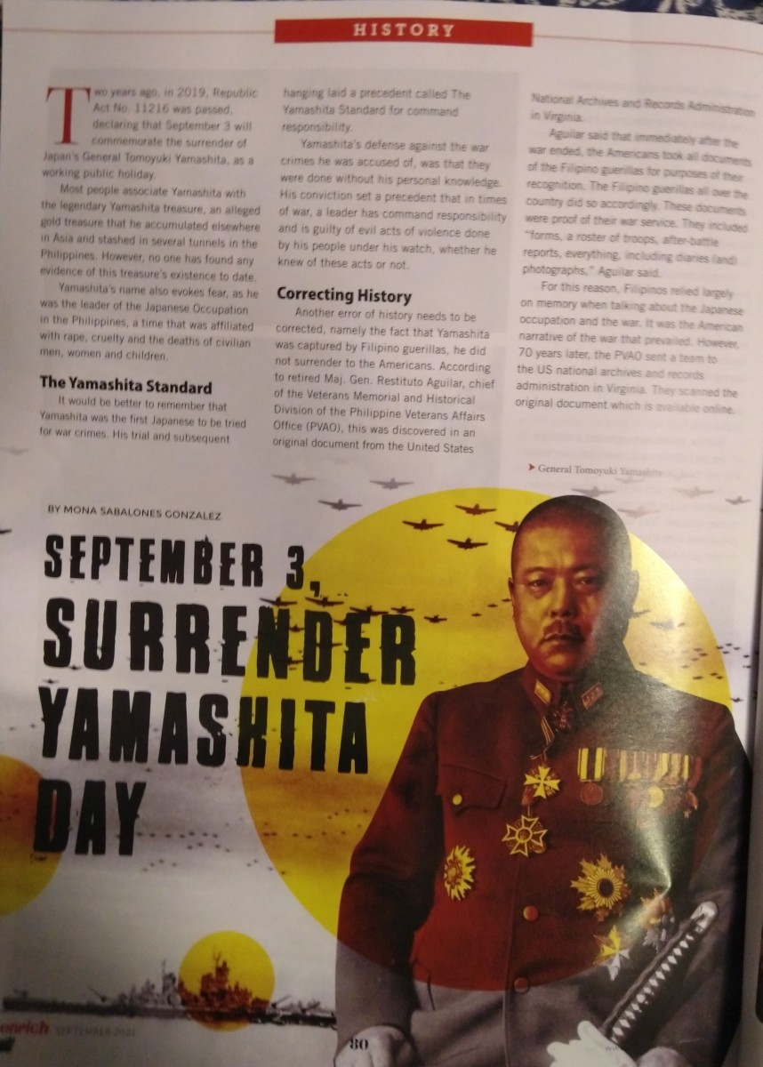September 3, Surrender Yamashita Day