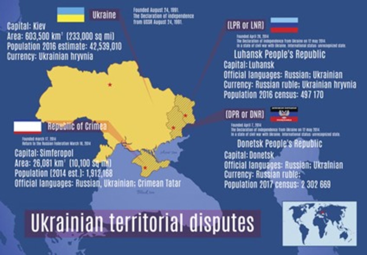 The map provided by Getty shows the areas of dispute in Ukraine. Moscow has recognized the independence of the Luhansk and Donetsk people's republics.