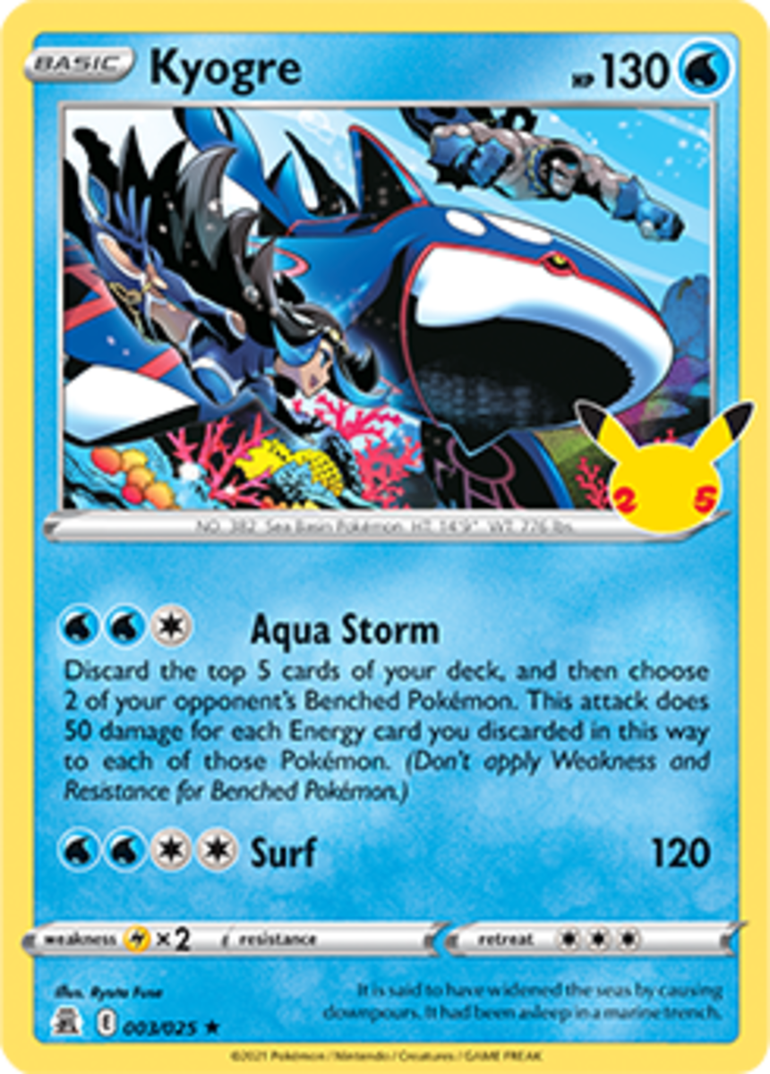 Kyogre will help shut down your opponent's early and mid game development, paving the way for Volcarona V, who will swoop in to finish the job toward the later game.