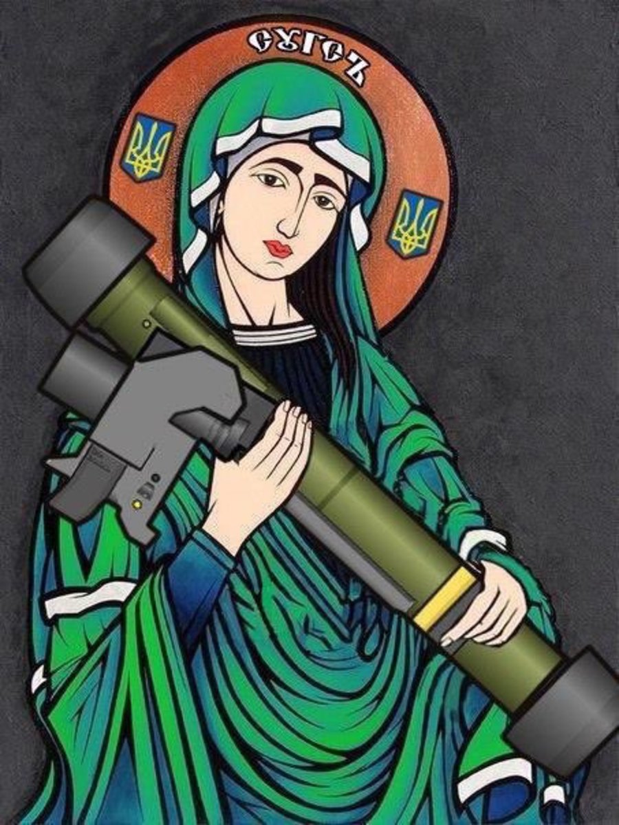 The modified image of St. Mary Magdalene with the Javelin.