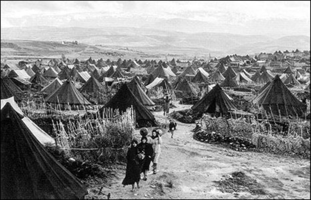 PEOPLE NOW BRANDED WITH THE NEW NAME "PALESTINIANS" ARE HELD IN REFUGEE CAMPS BY THEIR MUSLIM BROTHERS (PHOTOGRAPH FROM 1950)