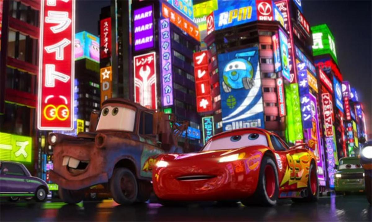 The film's use of bright colours and Mater (left) as the hero suggests a younger audience was in mind...