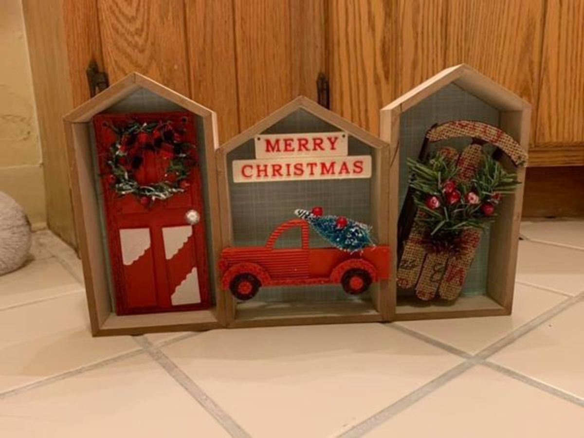 Holiday Triptych of Door, Truck, and Sled