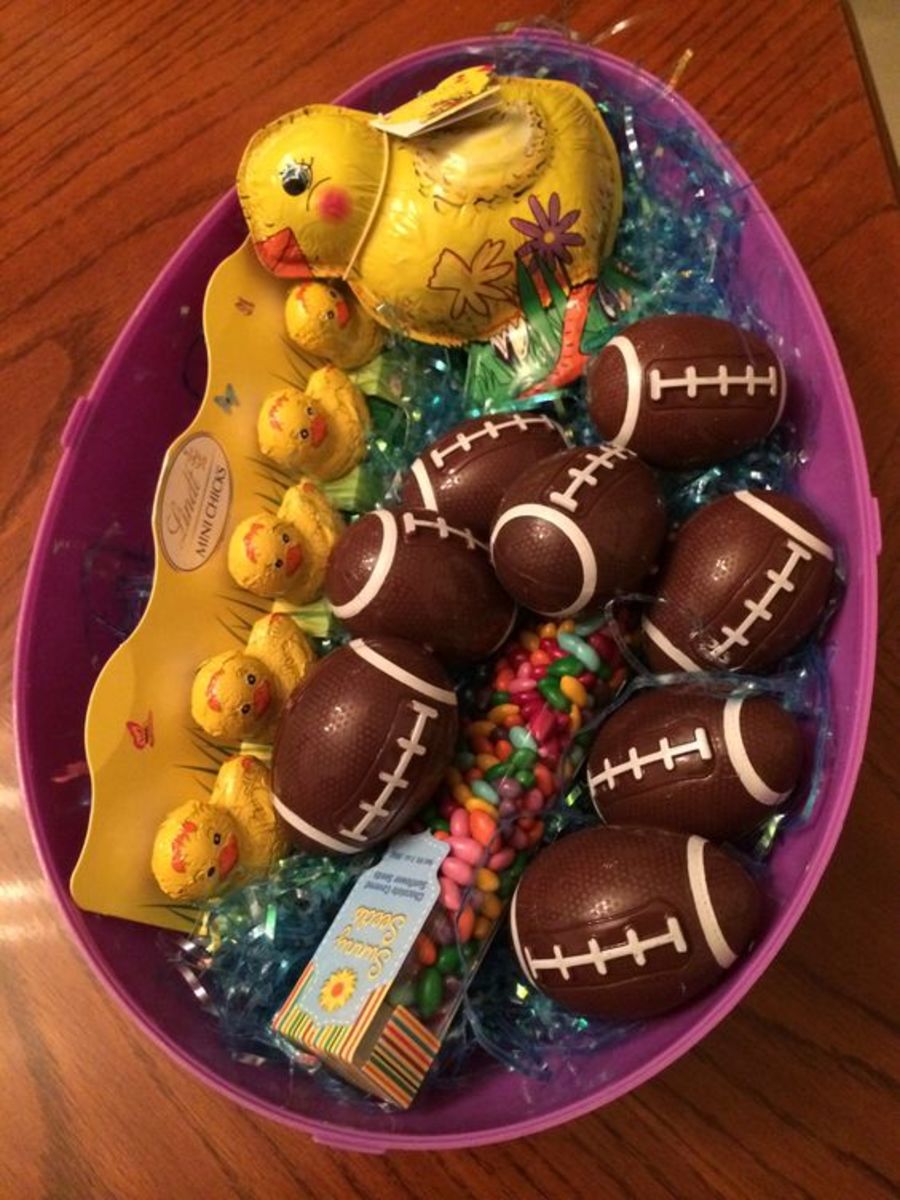 Chocolate Football "Eggs" Basket