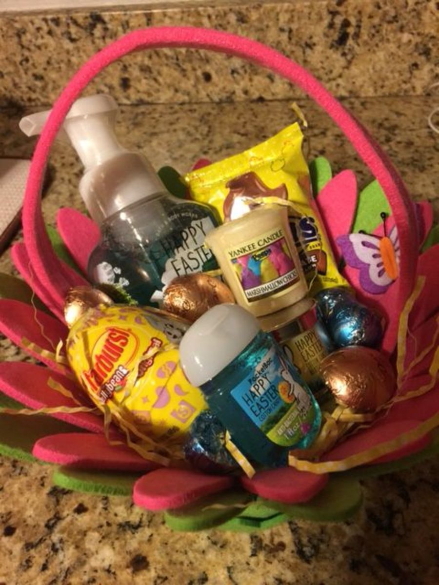 Candle, Lotion, and Candy Basket