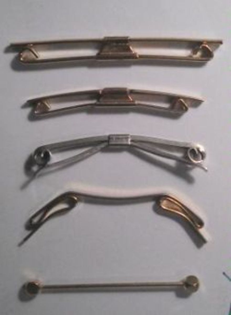 Vintage and modern collar bars and pins