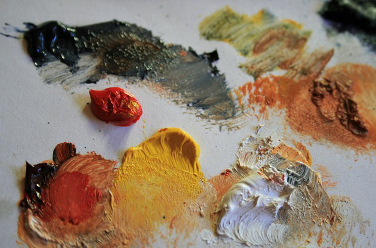 A palette of pigment samples
