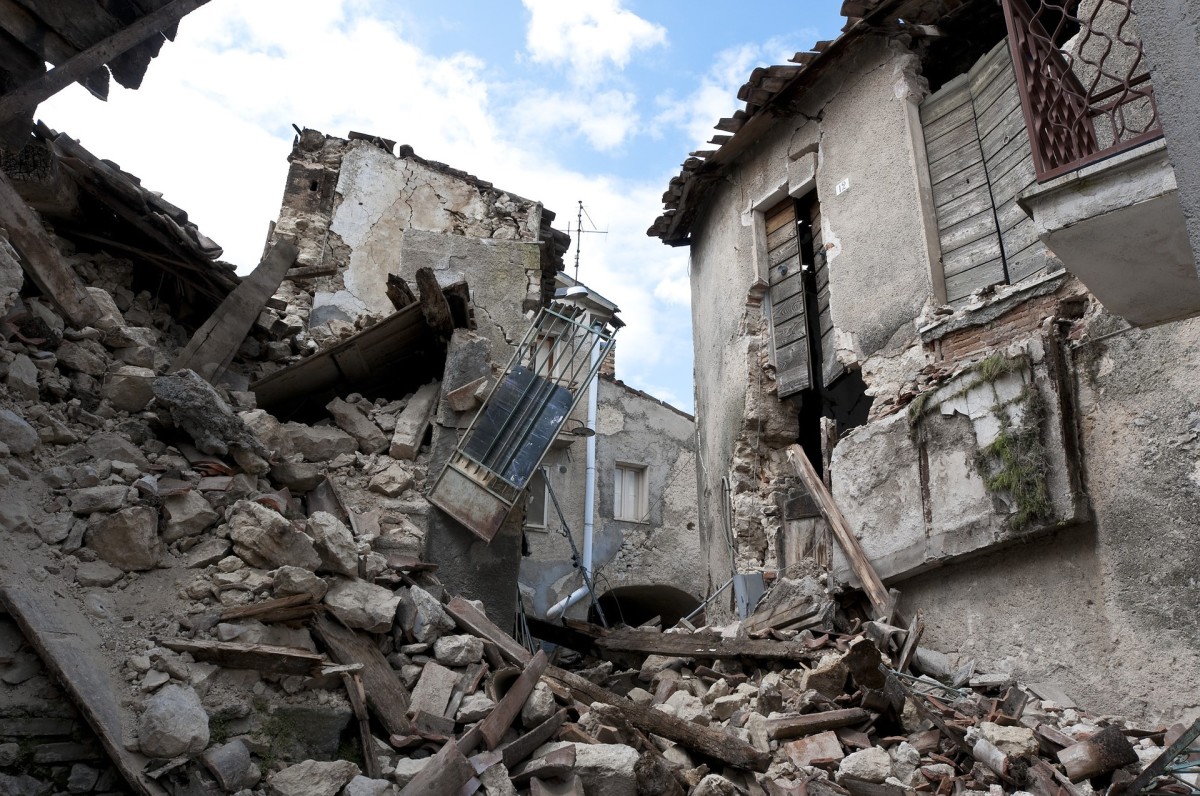 The devastation left behind after the L'Aquila earthquake in Abruzzo, Italy