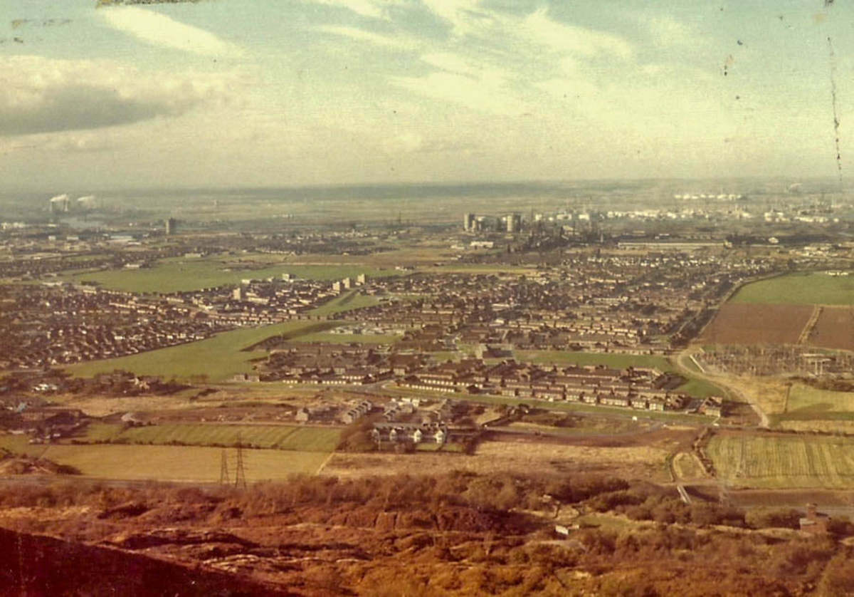 The view from the hillside above Eston, towards the spread of industrial Teesside in the 1980's