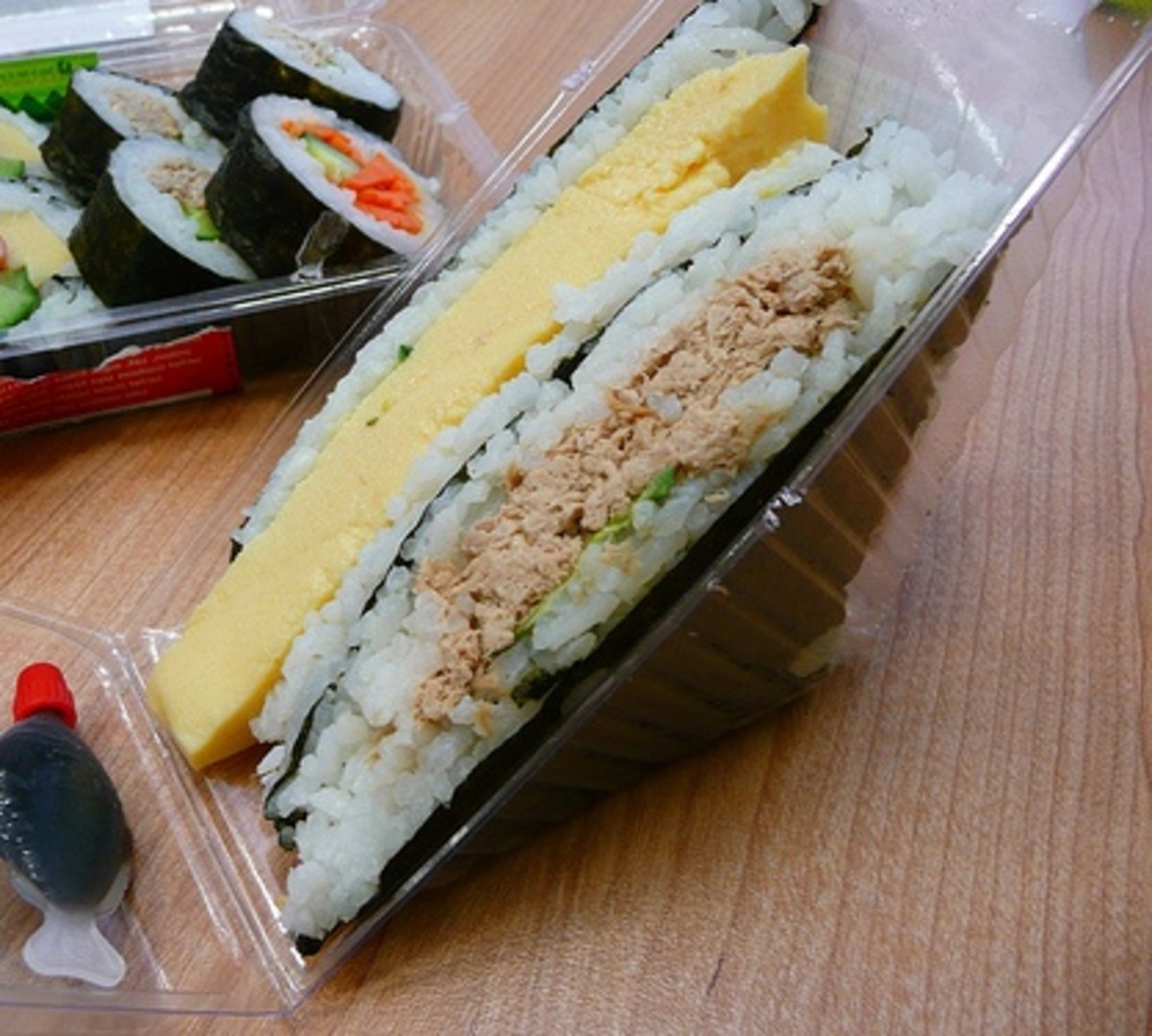 Nori Sandwiches. Pictured: Egg and Cooked Tuna.
