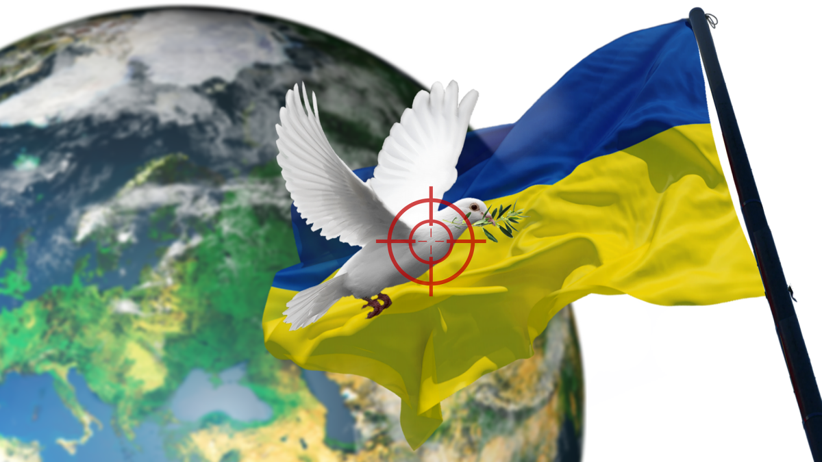 Ukraine Flag Banner Dove