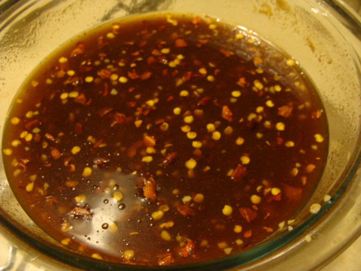 Our sauce, all mixed and ready to go in the skillet.