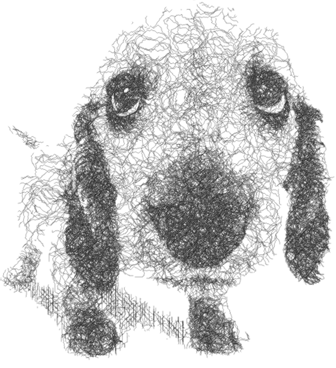 Scribble line drawing of a puppy
