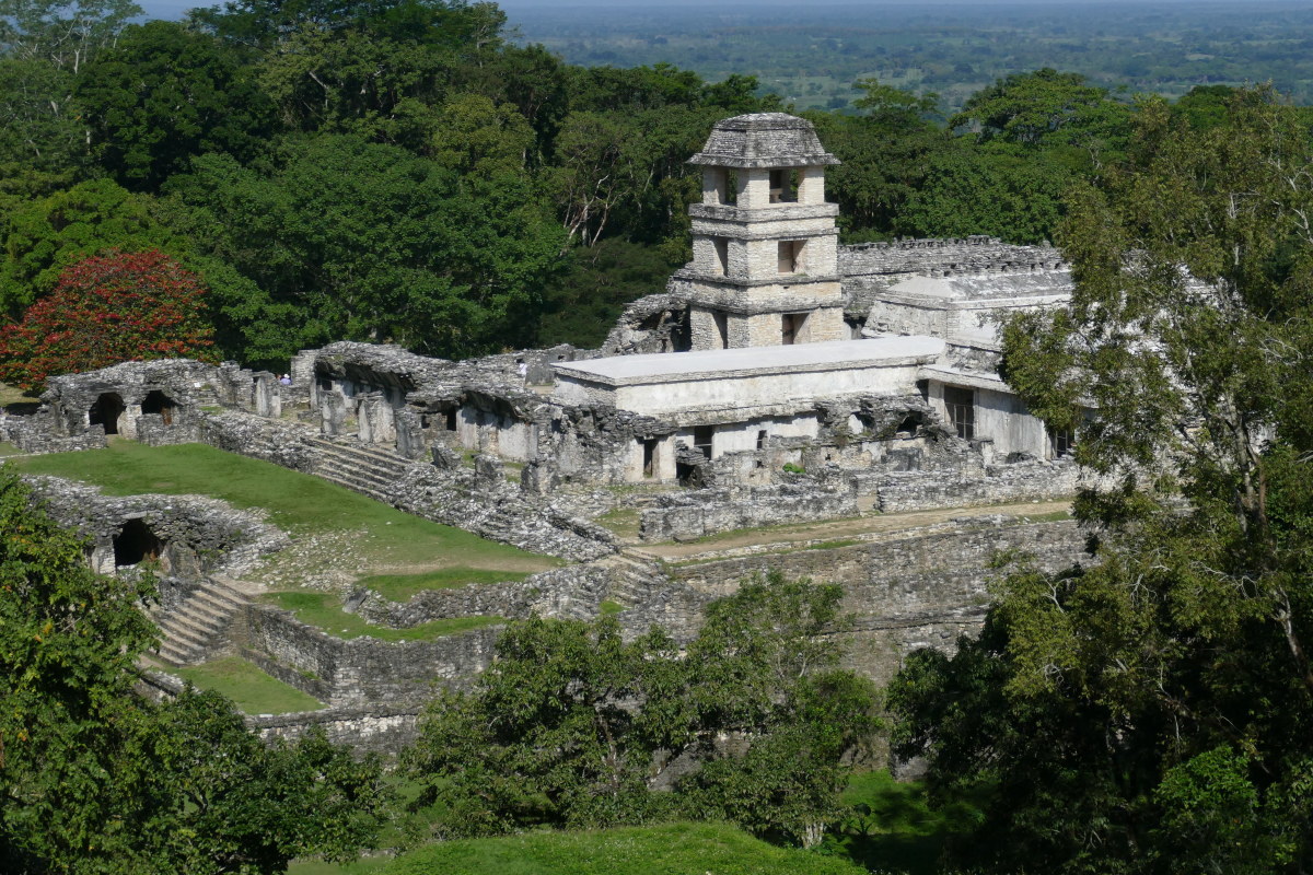 The Temple of the Cross, built between 684 AD and 702 AD by the ruler of the Maya city-state of Palenque.