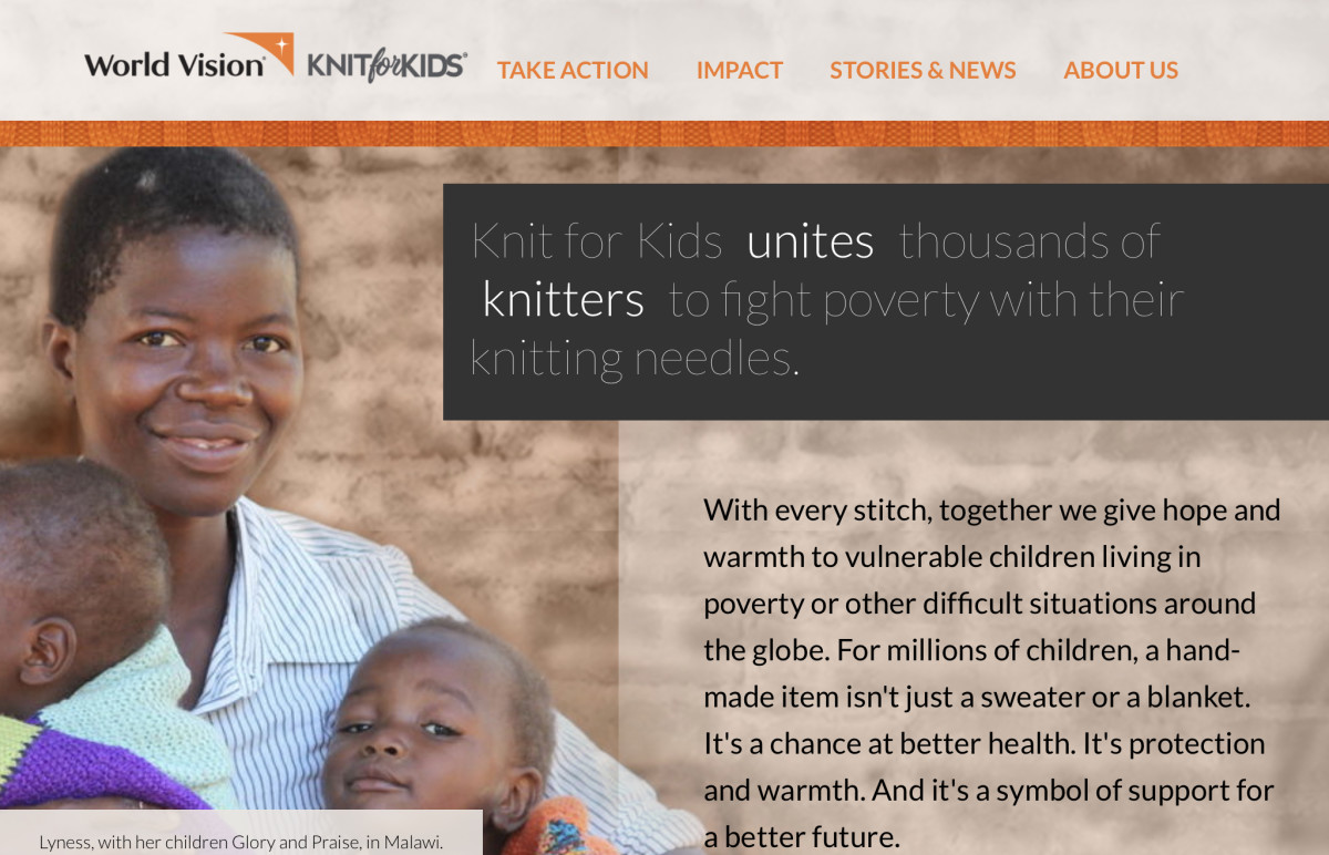 Screenshot of the Knit for Kids website