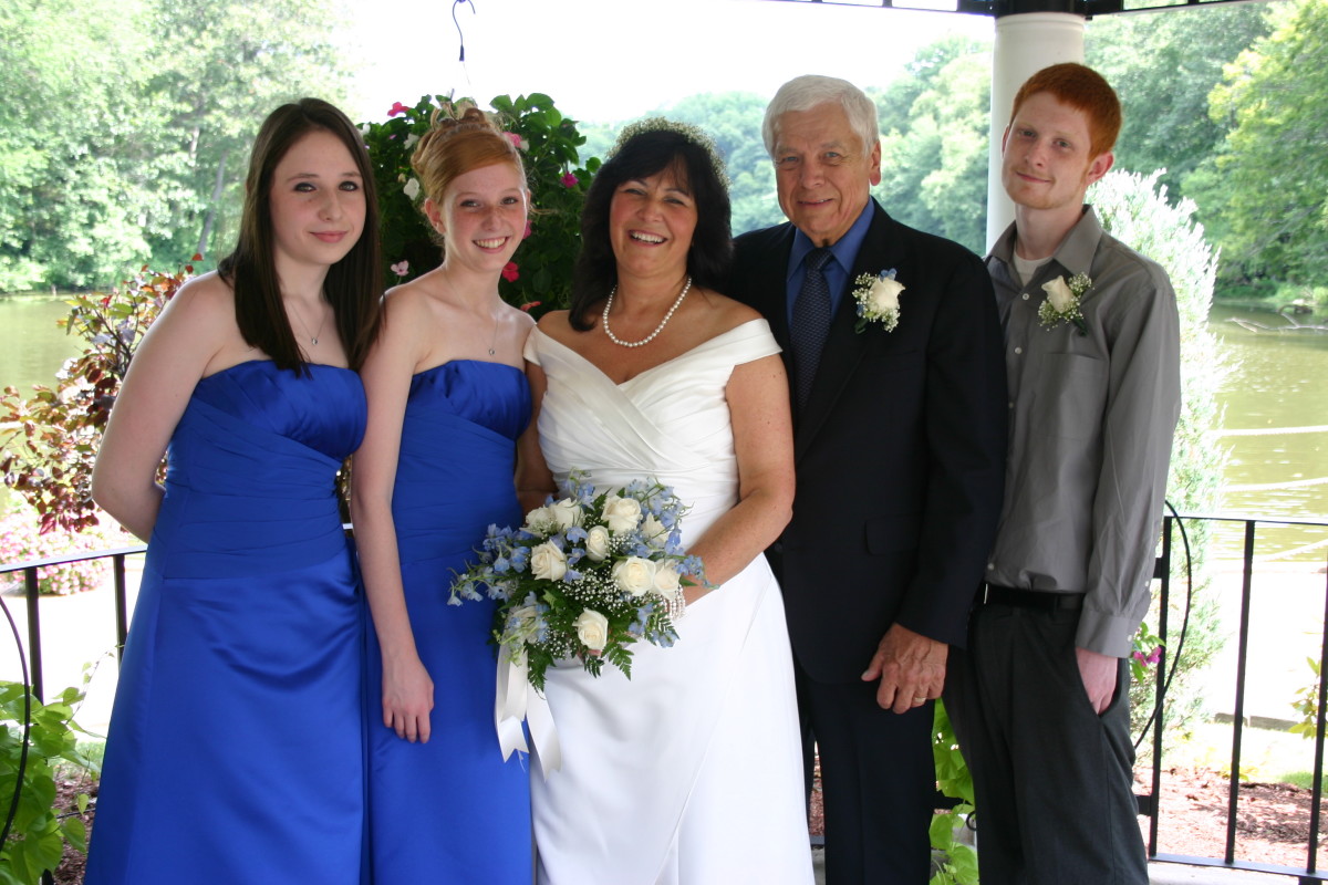 Our wedding day, five years after the heart attack with the four great loves of my life. I have a lot to live for!