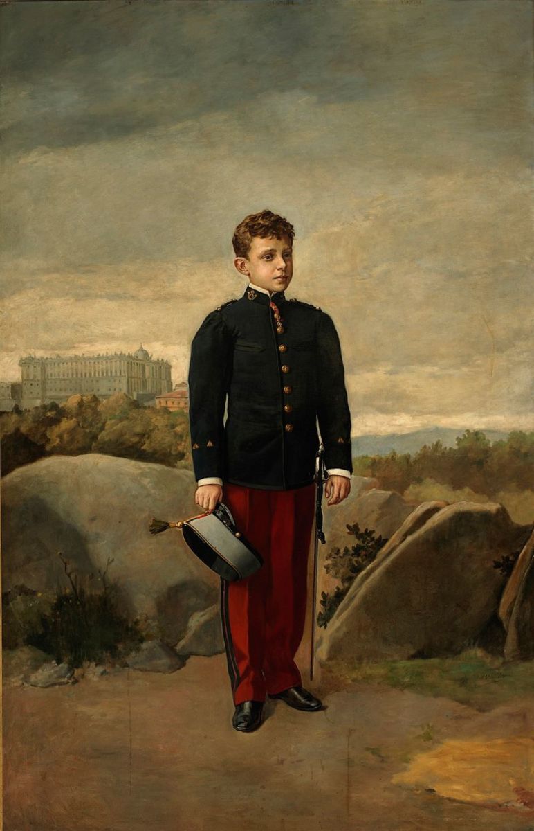 Young King Alfonso XIII in cadet uniform.