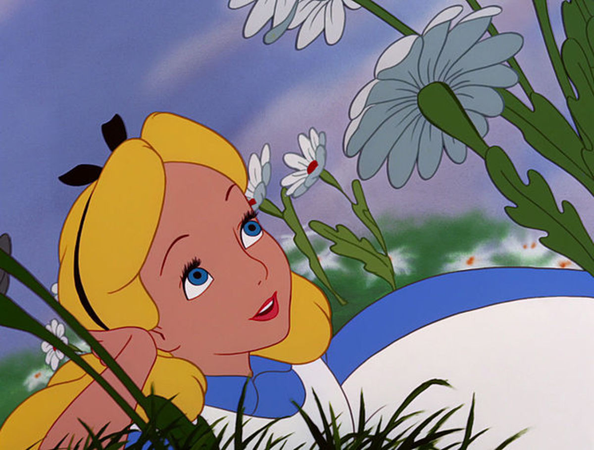 Screenshot of Alice from the trailer for the film Alice in Wonderland (1951).