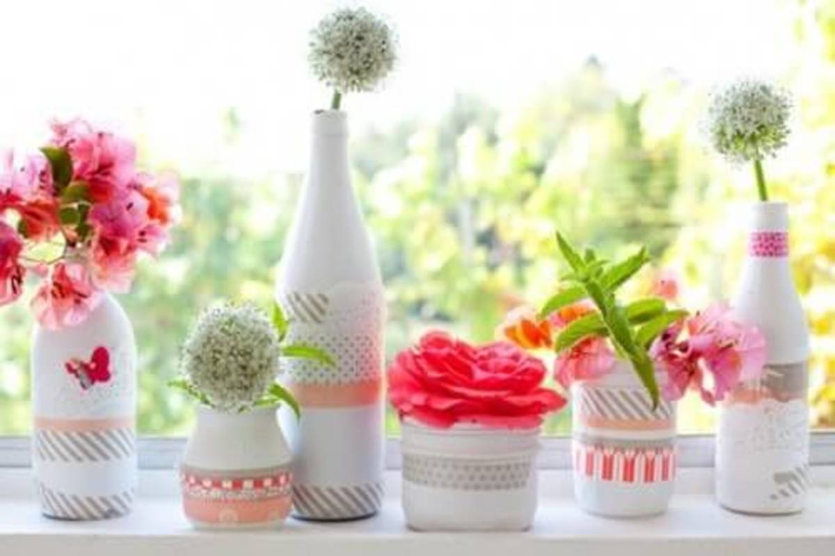 Washi tape vases add color and design anywhere that you use them