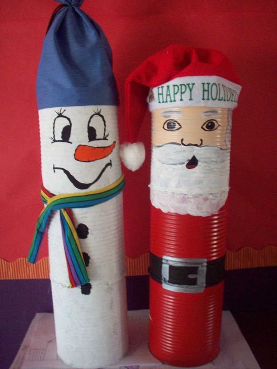 gallon can ,create a wonderful Santa and Snowman