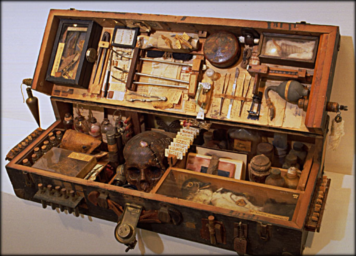 A post-mortem analysis kit from the 1800s