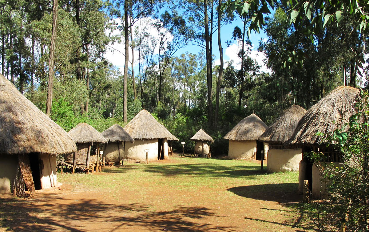 The traditional hut houses at Bomas