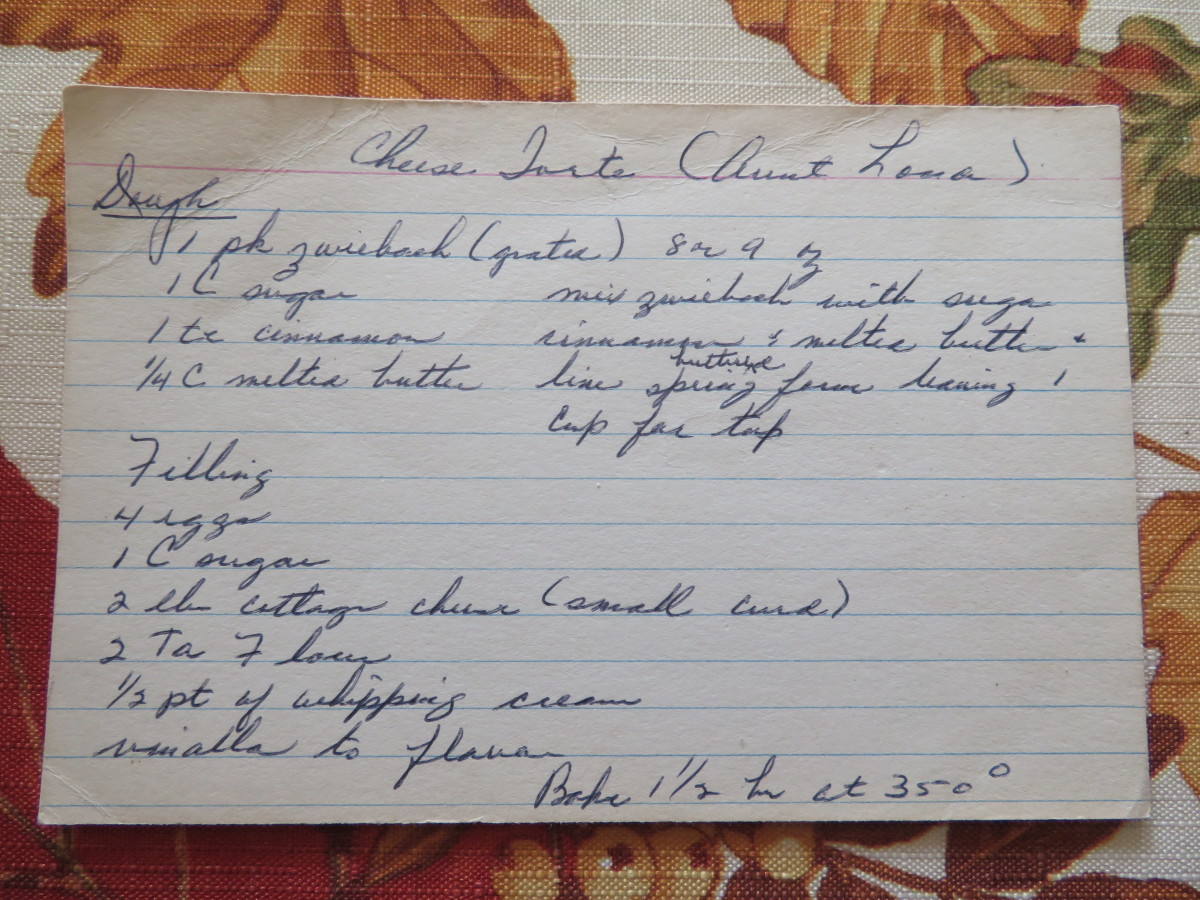 Great-Aunt Lona's recipe card