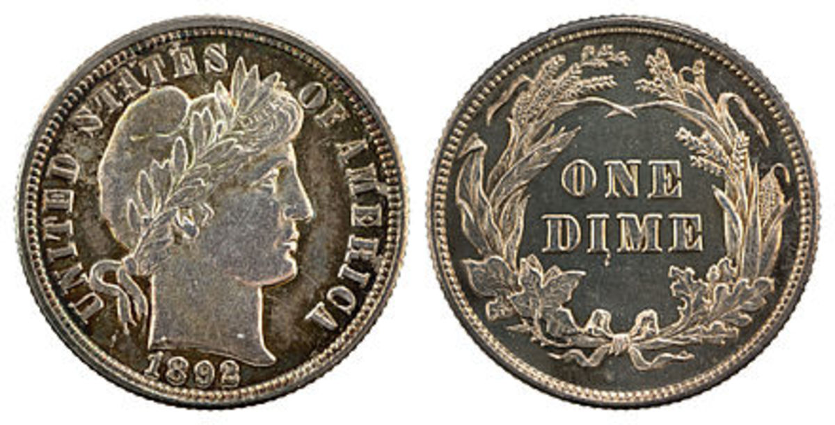 Barber or Liberty Head dime (1892 to 1916).