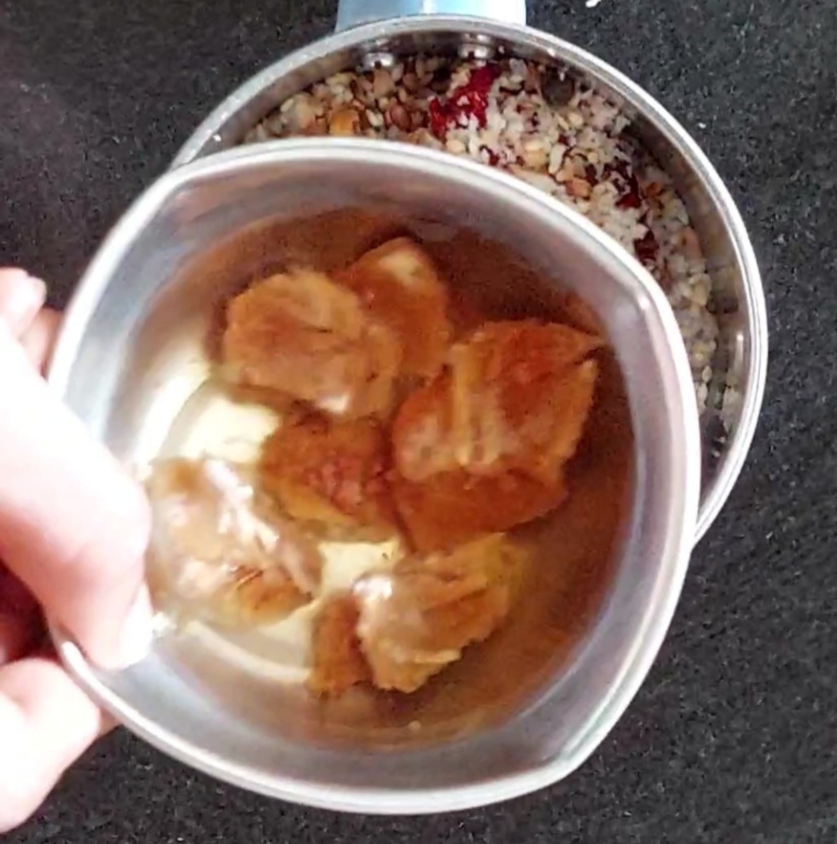 Add 1 tablespoon of soaked tamarind (or use tamarind paste).