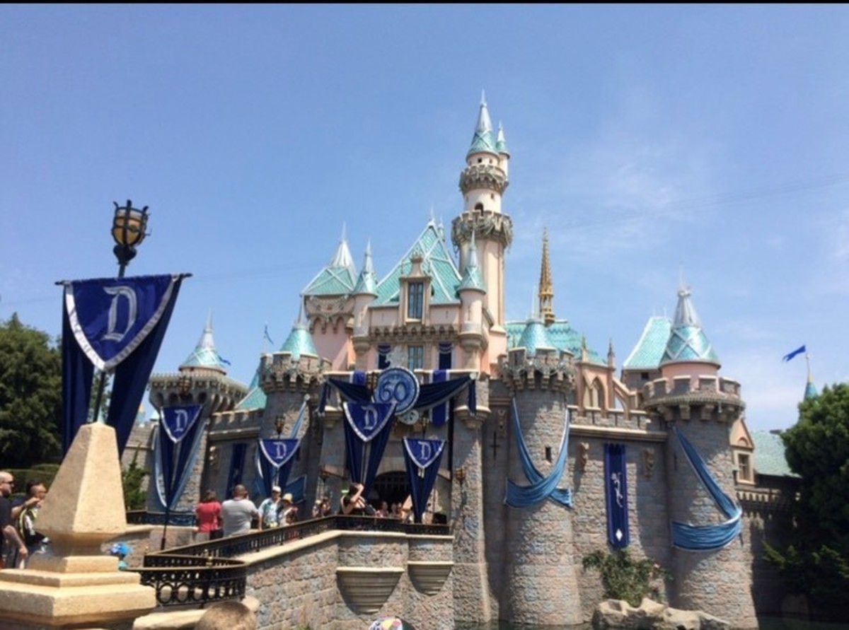 Disneyland's castle in California during the 60th anniversary celebration