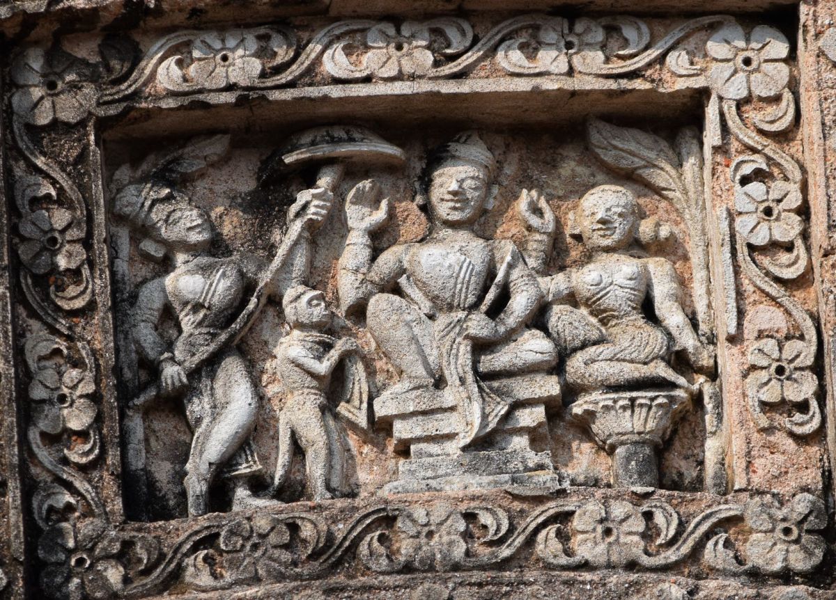 Stucco work showing Hanuman in Ram Raja Panel; Shiva temple, Nanur; Birbhum