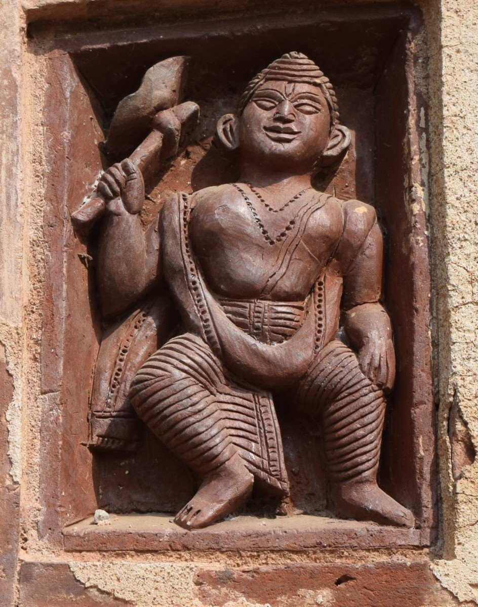 Parashurama; one of the Chiranjivi-s ; terracotta; Kali temple; Itanda, Birbhum